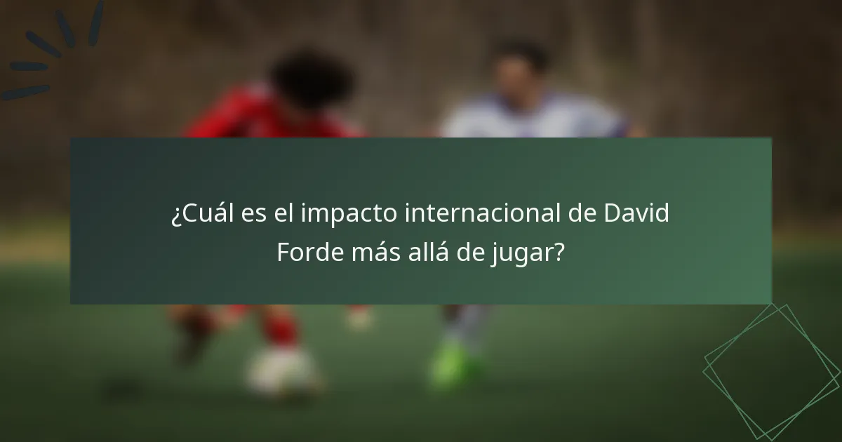 ¿Cuál es el impacto internacional de David Forde más allá de jugar?