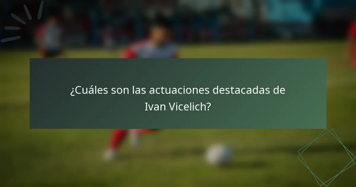 ¿Cuáles son las actuaciones destacadas de Ivan Vicelich?
