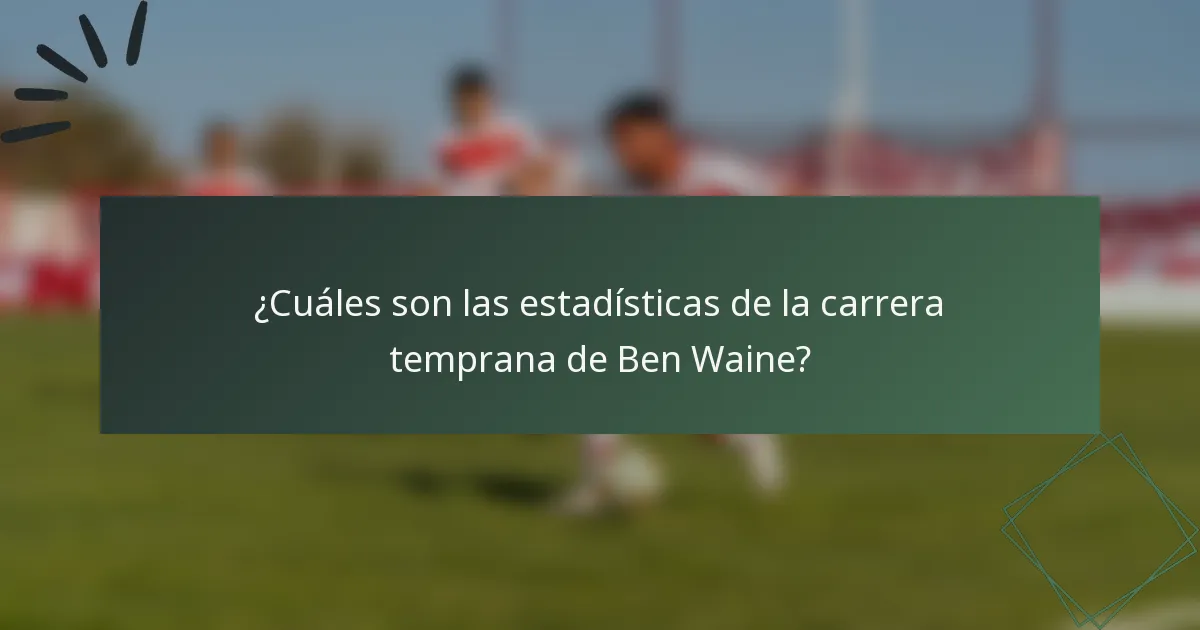 ¿Cuáles son las estadísticas de la carrera temprana de Ben Waine?